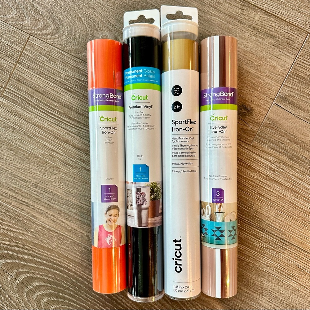 NEW Cricut Vinyl Bundle - Permanent, Sports Flex Iron-On, Everyday Iron-On